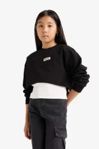 DeFacto Set of 2 Relax Fit Crew Neck Printed Sweatshirts Undershirt Girl Child - Image 7