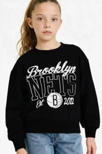 DeFacto NBA Brooklyn Nets Oversize Wide Fit Crew Neck Sweatshirt Girls