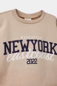 DeFacto Crew Neck Printed Soft Fuzzy Inside 2-Piece Sweatshirts for Baby Boy - Image 3