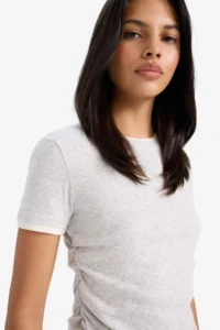 DeFacto Slim Fit Narrow Cut Crew Neck Basic Plain Rib Short Sleeve T-Shirt - Image 4