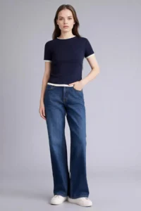 DeFacto 100% Cotton slim Fit Rib T-Shirt - Image 2