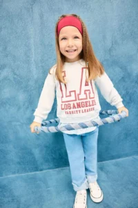 DeFacto Crew Neck Printed Soft Fuzzy Inside School Sweatshirt Baby Girl - Image 2
