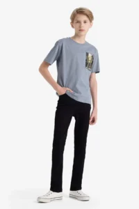 DeFacto Crew Neck Back Printed Short Sleeve T-Shirt Boy - Image 2
