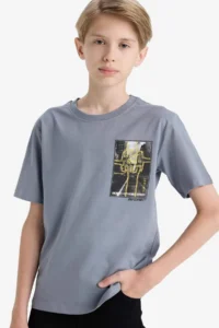 DeFacto Crew Neck Back Printed Short Sleeve T-Shirt Boy - Image 3