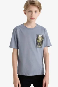 DeFacto Crew Neck Back Printed Short Sleeve T-Shirt Boy - Image 4