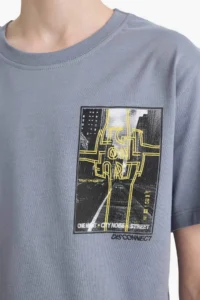 DeFacto Crew Neck Back Printed Short Sleeve T-Shirt Boy - Image 5