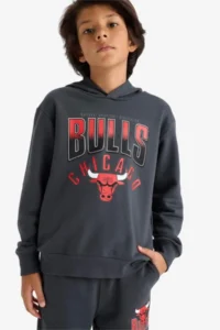 DeFacto Boys' NBA Chicago Bulls Hooded Sweatshirt 25AU - Image 3