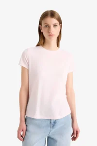 DeFacto Regular Fit Crew Neck Basic Plain Short Sleeve T-Shirt - Image 3