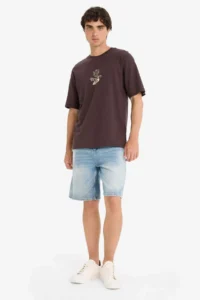 DeFacto 100% Cotton Initial D Boxy Fit Crew Neck Back Printed Short Sleeve T-Shirt - Image 2
