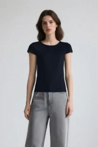 DeFacto Cool Fitted Basic Plain Rib Short Sleeve T-Shirt