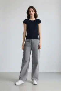 DeFacto Cool Fitted Basic Plain Rib Short Sleeve T-Shirt - Image 2