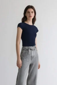 DeFacto Cool Fitted Basic Plain Rib Short Sleeve T-Shirt - Image 4