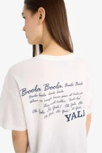 DeFacto Yale University Oversize Wide Fit Crew Neck Printed Short Sleeve T-Shirt