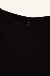 DeFacto Slim Fit Narrow Cut Boat Neck Ribbed Camisole Black Short Sleeve T-Shirt - Image 8