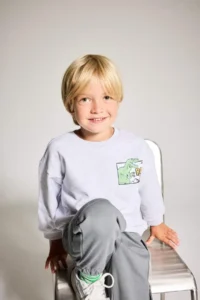 DeFacto Crew Neck Dinosaur Printed Soft Fuzzy Sweatshirt Baby Boy - Image 3