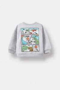 DeFacto Crew Neck Dinosaur Printed Soft Fuzzy Sweatshirt Baby Boy - Image 6