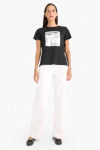 DeFacto Regular Fit Crew Neck Printed Short Sleeve T-Shirt - Image 2