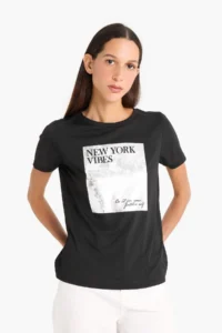 DeFacto Regular Fit Crew Neck Printed Short Sleeve T-Shirt - Image 3