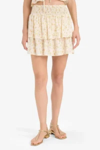 DeFacto A-Line Floral Normal Waist Crinkle Viscose Mini Skirt - Image 3