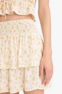 DeFacto A-Line Floral Normal Waist Crinkle Viscose Mini Skirt - Image 4