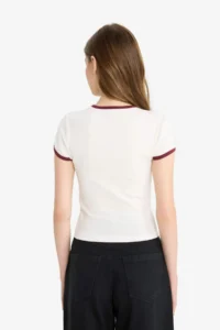 DeFacto Fitted Crew Neck Printed Ribbed Short Sleeve T-Shirt - Image 6