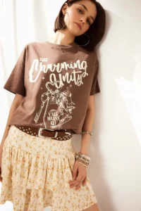 DeFacto Oversize Wide Pattern Printed Short Sleeve T-Shirt