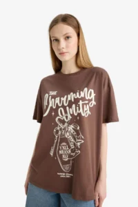 DeFacto Oversize Wide Pattern Printed Short Sleeve T-Shirt - Image 5