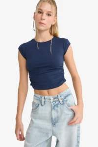 DeFacto Fitted Modal Short Sleeve T-Shirt - Image 3
