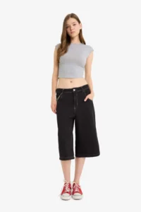 DeFacto Cool Fitted Draped Modal Short Sleeve T-Shirt - Image 2