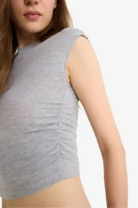 DeFacto Cool Fitted Draped Modal Short Sleeve T-Shirt - Image 5