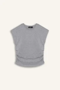DeFacto Cool Fitted Draped Modal Short Sleeve T-Shirt - Image 7