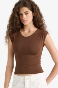 DeFacto Fitted Round Neck Basic Plain Short Sleeve T-Shirt