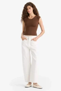 DeFacto Fitted Round Neck Basic Plain Short Sleeve T-Shirt - Image 2