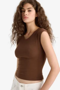 DeFacto Fitted Round Neck Basic Plain Short Sleeve T-Shirt - Image 3