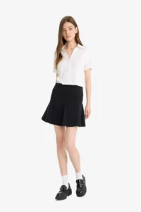 DeFacto Penye Astar Bengalin Mini Black Skirt - Image 2