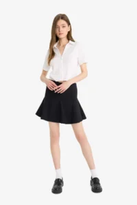 DeFacto Penye Astar Bengalin Mini Black Skirt - Image 3
