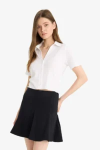 DeFacto Penye Astar Bengalin Mini Black Skirt - Image 4