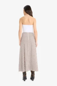DeFacto A-Line Gingham Normal Waist Seersucker Textured Maxi Skirt - Image 5