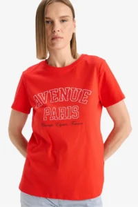 DeFacto 100% Cotton Printed Penye T-Shirt