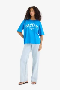 DeFacto Regular Fit Crew Neck Printed Combed Cotton Short Sleeve T-Shirt F5883ax25sm - Image 2