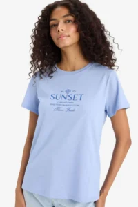 DeFacto 100% Cotton Printed Penye T-Shirt