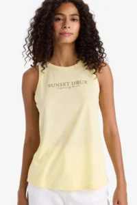 DeFacto Relax Fit Crew Neck Printed Tank Top
