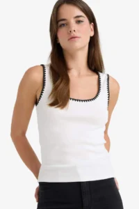 DeFacto slim Fit Narrow Cut Round Neck Rib Tank Top