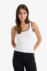 DeFacto slim Fit Narrow Cut Round Neck Rib Tank Top - Image 3