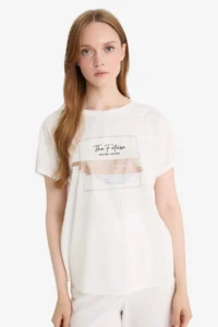 DeFacto Regular Fit Crew Neck Printed Short Sleeve T-Shirt - Image 3