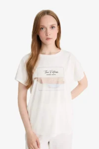 DeFacto Regular Fit Crew Neck Printed Short Sleeve T-Shirt - Image 4