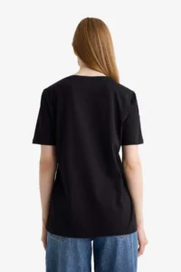 DeFacto New Season Regular Fit Crew Neck Embroidered Combed Cotton Short Sleeve T-Shirt - Image 5