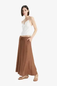 DeFacto A Cut Normal Waist Crinkle Fabric Midi Skirt - Image 3