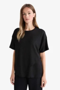 DeFacto Regular Fit Crew Neck Wrapped Short Sleeve T-Shirt - Image 3