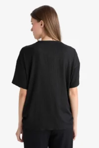 DeFacto Regular Fit Crew Neck Wrapped Short Sleeve T-Shirt - Image 6